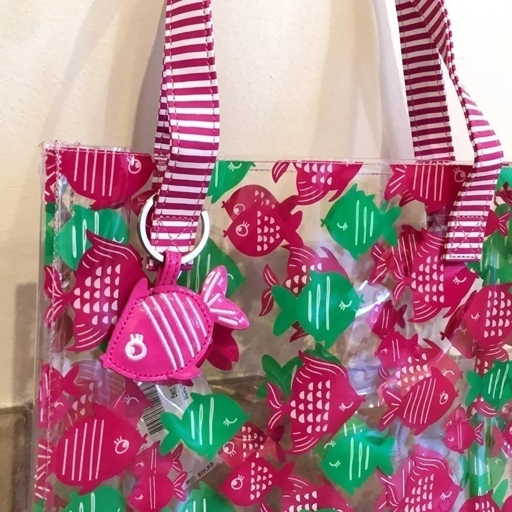 🆕 Gymboree girls pink beach bag fish tote